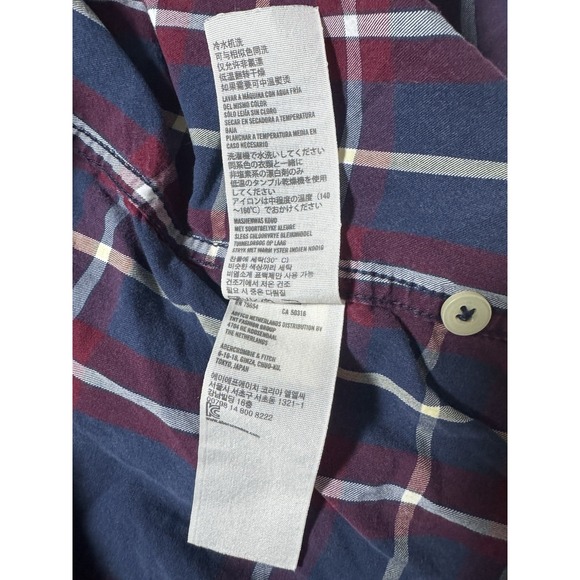 Y2K Abercrombie & Fitch Mens Plaid Button Up Shirt Sz XXL Navy Muscle Fit (B6) - Picture 8 of 8